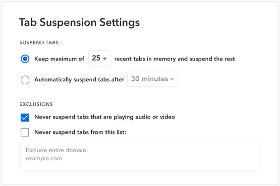 Auto-suspend tabs