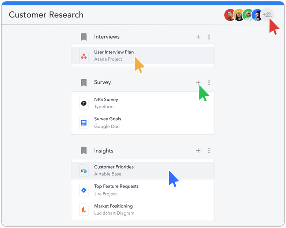 Team members collaborating in the Workona interface for knowledge management